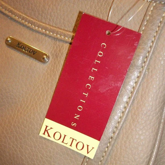 KOLTOV "Sarah" Taupe Faux Leather Satchel NWT 9.5"L x 7"H x 3"D Crossbody Strap - Picture 3 of 14